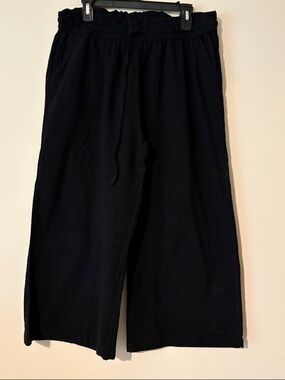 Black Wide-Leg Drawstring Pants